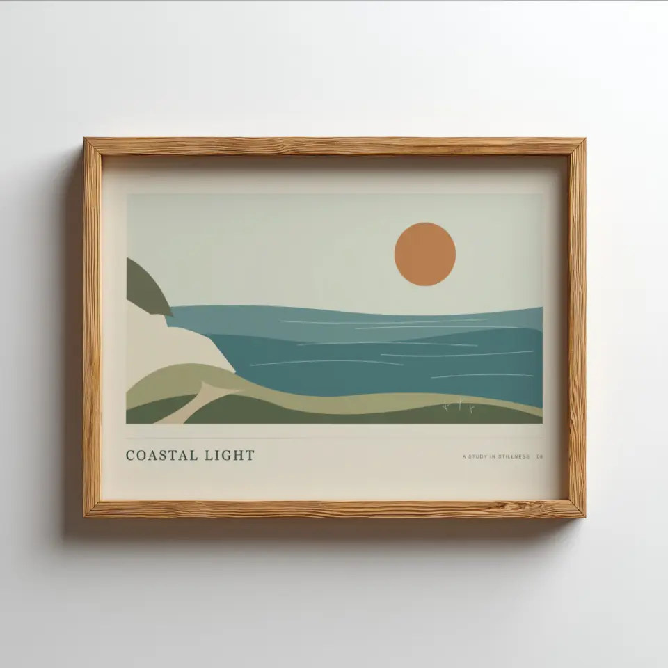 Simple oak landscape mockup with sample artwork