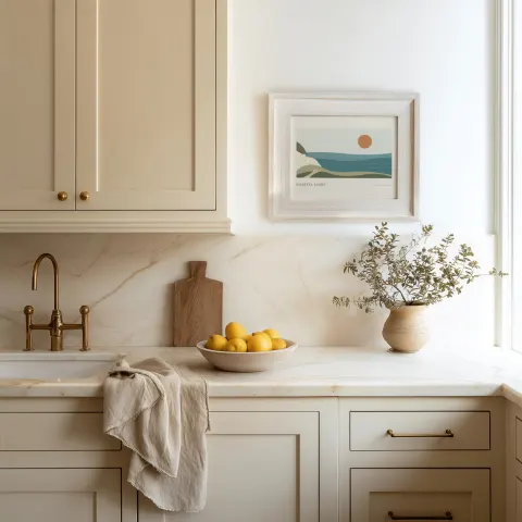 White kitchen wall mockup