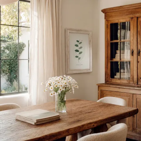 Sunlit oak dining mockup