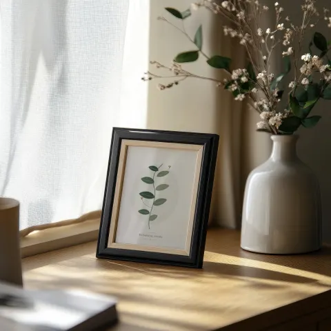 Black frame still life mockup