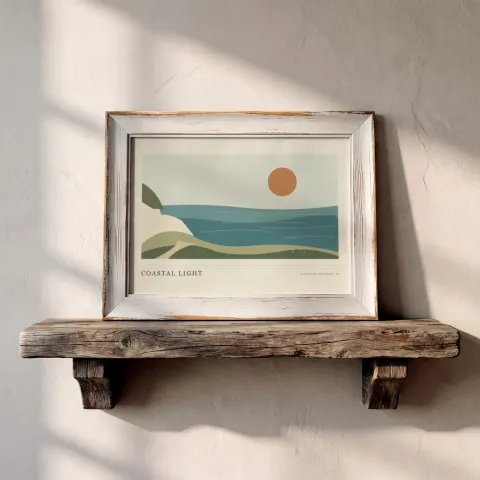 Weathered Timber Ledge mockup with sample artwork