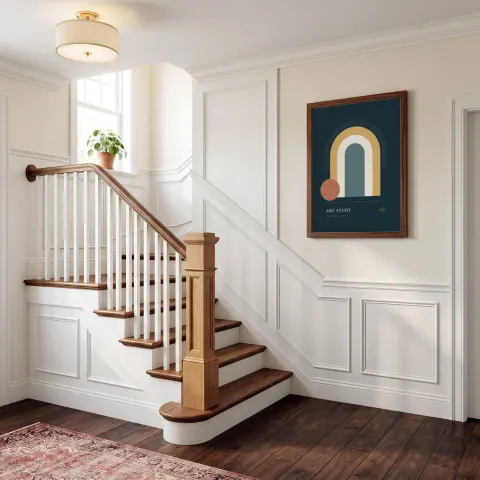 Sunlit stairwell mockup