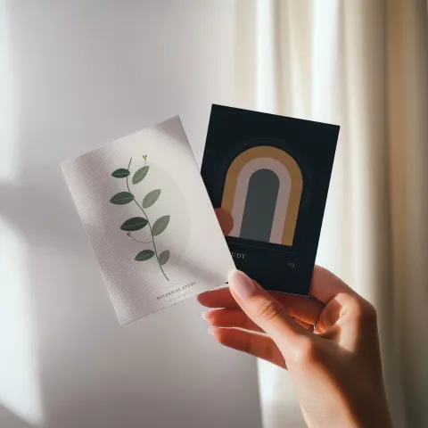 Two Cards in Hand mockup