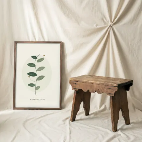 Gathered Linen & Stool mockup