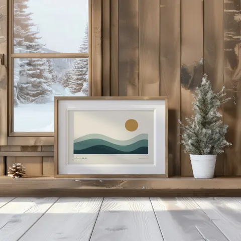 Snowy Cabin Shelf mockup